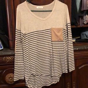 Long sleeve stripped with patch pockets